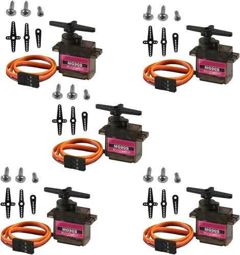 Vista 7 de 2 unids MG90S Micro Servo Motor 9G servo Geared Micro RC Servo Motor Smart Robot 180 grados Compatible con Raspberry Pi Project Car Helicopter
