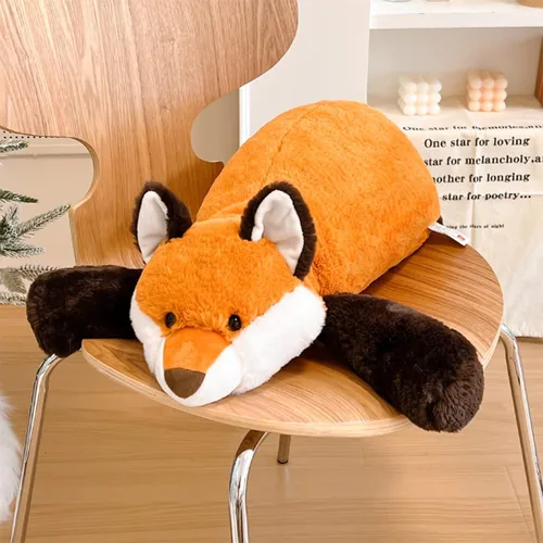 Vista 5 de ARELUX Animales de peluche de zorro rojo suave de 18 pulgadas: almohada de cuerpo de zorro de peluche linda y acogedora, juguetes de animales