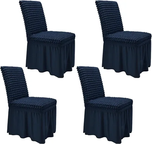 Vista 53 de NICEEC - Juego de 2 fundas para sillas de comedor de alta elasticidad, fundas removibles para sillas de comedor con falda, fundas protectoras