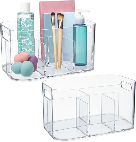 Vista 9 de STORi Bliss Organizador de Almacenamiento de Cosméticos de Plástico de 5 Compartimentos Transparente Contenedor de Maquillaje Rectangular