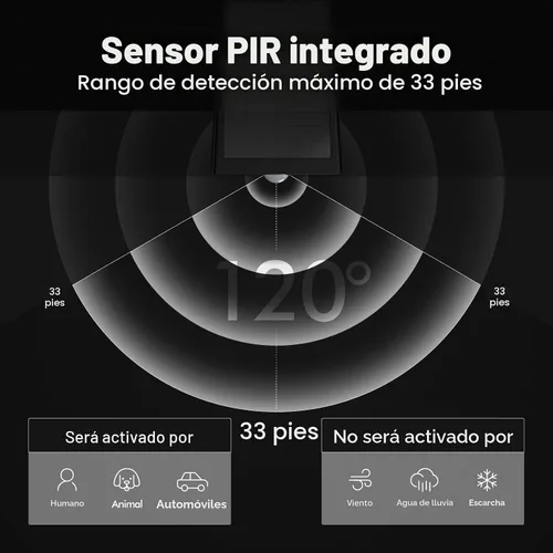 Vista 7 de AloftSun Luces solares con sensor de movimiento para exteriores, 30 luces LED / IP68 impermeables, luces solares de movimiento para exteriores, 3