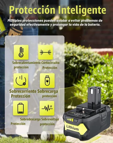Vista 4 de VANTTECH Paquete de 2 unidades de repuesto 7.0Ah P108 para batería Ryobi