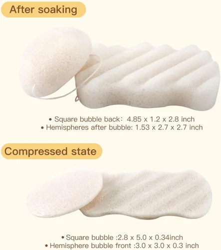 Vista 2 de Konjac - Juego de esponjas faciales orgánicas exfoliantes, exfoliantes faciales suaves diarios, cuidado de la piel, esponja limpiadora corporal