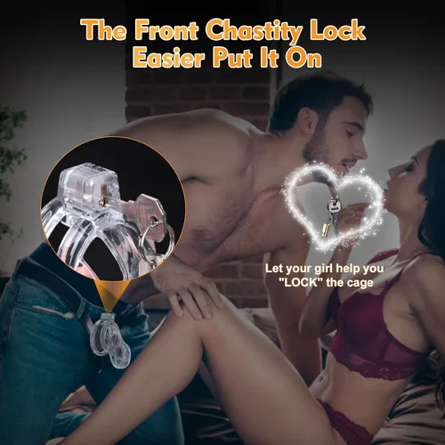 Vista 6 de Dispositivos de Jaula de Castidad Masculina - Jaula de Pene de Silicona Suave y Ligera para Hombre, Cintura de Castidad Transparente con Candado