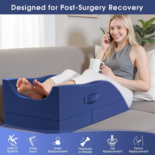 Vista 7 de CushZone Almohada para piernas, almohada de elevación de piernas con almohadilla y espuma viscoelástica, almohada de altura ajustable para piernas
