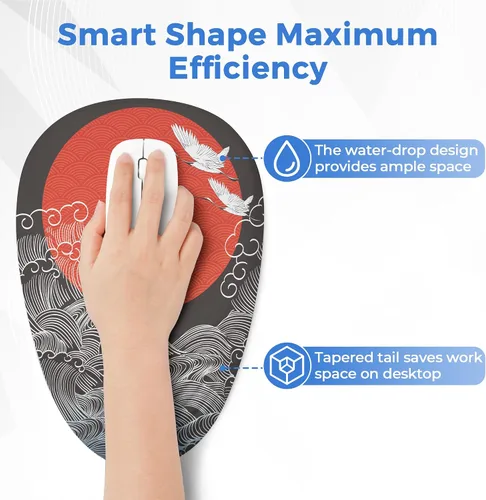 Vista 7 de Alfombrilla ergonómica para mouse con soporte de muñeca, reposamuñecas de espuma viscoelástica para aliviar el dolor y túnel carpiano, base