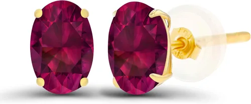 Vista 56 de Aretes ovalados de plata de ley 925 maciza chapados en oro de 0.236 x 0.157 pulgadas con piedra natal genuina para mujer Aretes de tuerca Amatista