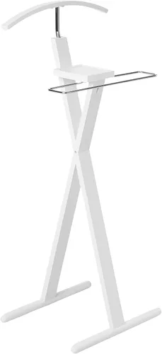Vista 11 de Proman Products Josh - Organizador independiente de madera con bandeja, percha, barra de pantalones, nogal