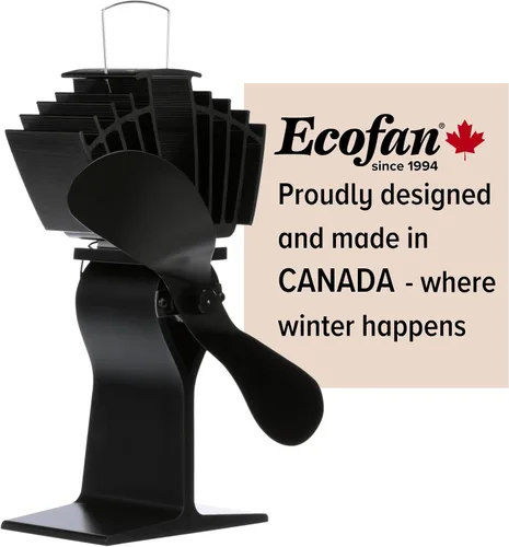 Vista 6 de Ecofan AirMax Ventilador a calor, para horno a leña, grande, hecho en Canadá., NA, Negro (Black Blade), L