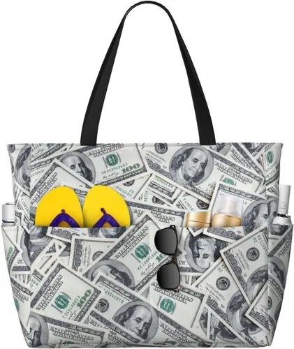 Vista 8 de Bolsa de playa para mujer, bolsa de playa impermeable y a prueba de arena con bolsa húmeda, bolsa de viaje grande para viajes de fin de semana