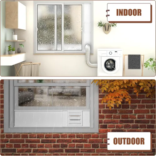 Vista 6 de BJADE'S Kit de ventana de ventilación de secadora para manguera de ventilación de secadora de 4 pulgadas con cubierta de ventilación de secadora al