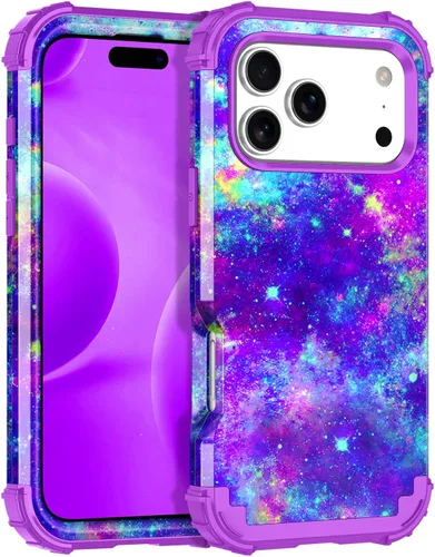 Vista 32 de Miqala Funda para iPhone 12, iPhone 12 Pro, que brilla en la oscuridad, tres capas, resistente a los golpes, protección de plástico duro + funda