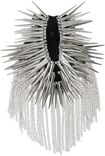 Vista 3 de predolo Punk Goth Rivet Stud Epaulet - Tabla de hombro color plateado