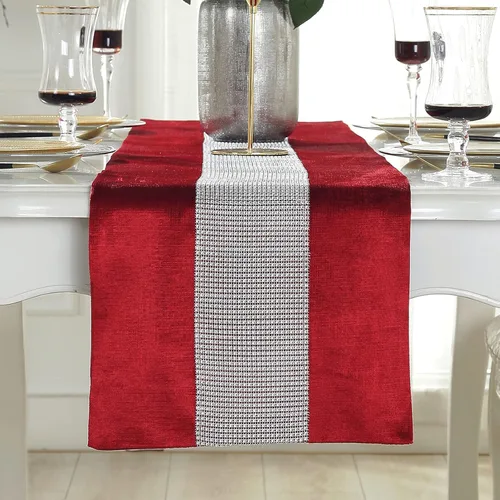 Vista 17 de Camino de mesa largo con lentejuelas y diamantes de imitación y borlas para comedor, Navidad, boda, fiesta, decoración de mesa