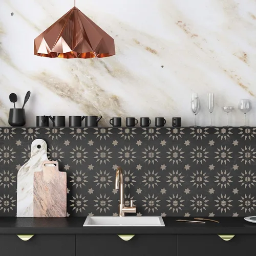 Vista 2 de NAKLEO Aldeia - Plantilla de plástico reutilizable para azulejos, 3.9 x 3.9 pulgadas, triángulo de estrella repetitivo, geométrico marroquí, bloque