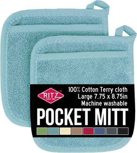 Vista 33 de RITZ Terry Pocket Mitt & Hot Pad: Unparalleled Heat Resistant, Durable 100% Cotton – Ergonomically Designed for Optimal Grip – Easy-Care Machine