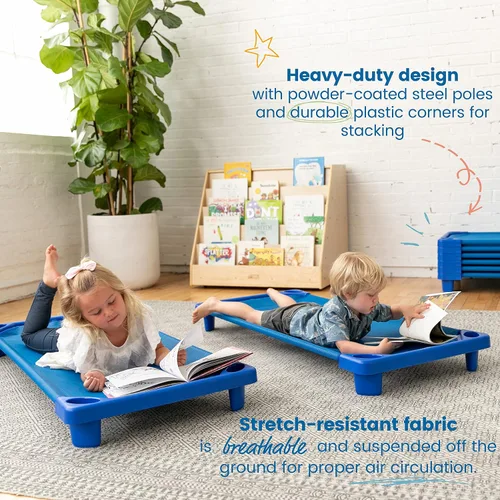 Vista 4 de ECR4Kids Cama/catre estándar para niños pequeños (Paquete de 6), Azul, 1