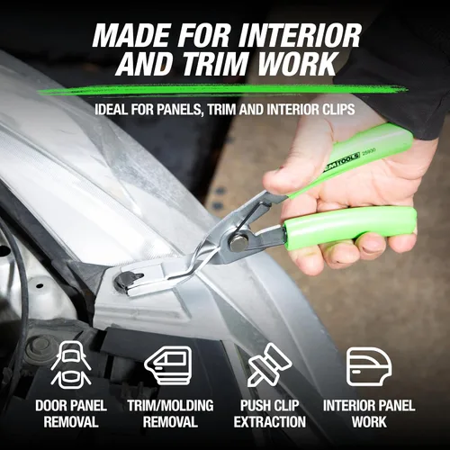 Vista 5 de OEMTOOLS 25930 Alicates de clip para paneles y recortes, herramienta de extracción de sujetadores automotrices, punta de 2 pasos para extracción
