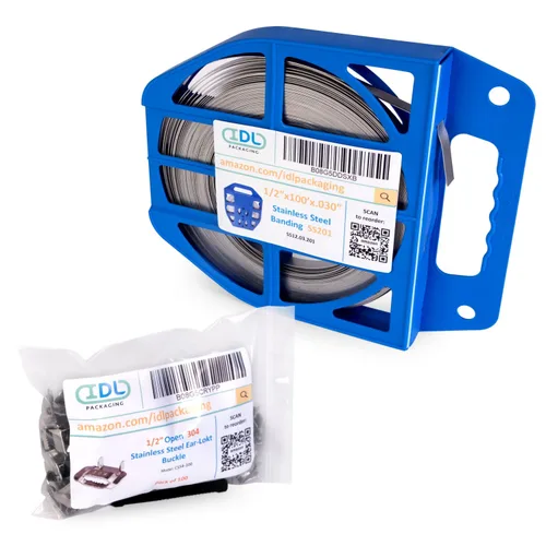Vista 12 de IDL Packaging Kit de bandas de acero inoxidable 201 de 1/2 pulgada, herramienta de bandas de alta resistencia + bobina de bandas de acero inoxidable