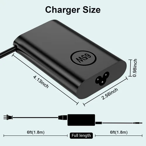 Vista 7 de Adaptador delgado de 65 W de repuesto para Dell Inspiron 15 Cargador portátil Inspiron 13 14 15 17 3000 5000 7000 Latitude Vostro XPS 13 la65ns2-01