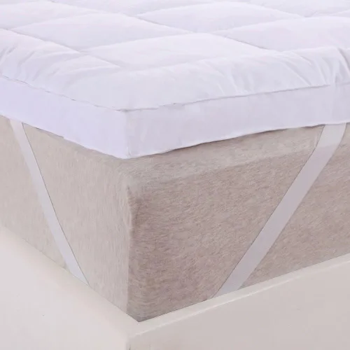 Vista 3 de sheetsnthings Box Stitch - Cubrecolchón de 233 hilos, 100% algodón, 2 pulgadas de grosor, con relleno alternativo de plumón, color blanco