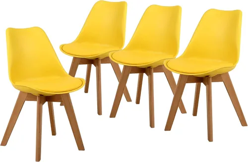 Vista 11 de NOBPEINT Juego de 2 sillas de comedor modernas de mediados de siglo, sillas tapizadas de piel sintética con respaldo curvo, silla de cocina de negro