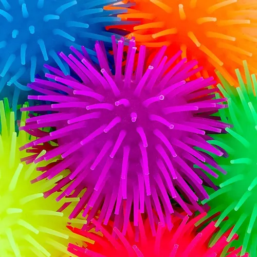 Vista 7 de Kicko Pelotas infladas, colores surtidos, bolas puntiagudas para niños, juego sensorial, alivio del estrés, 5.5 pulgadas, paquete de 6