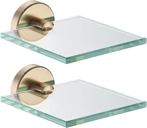 Vista 45 de JQK Pequeños estantes flotantes de vidrio negro, repisas de exhibición de 4 pulgadas para pared, mini decoración, sala de estar, dormitorio, baño