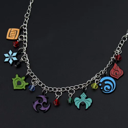 Vista 5 de KANGSHUN Genshin Impact Charm Pulsera de juego de joyería de dibujos animados, regalos de metal para fanáticos, mujeres, niñas y hombres, Sin gemas.
