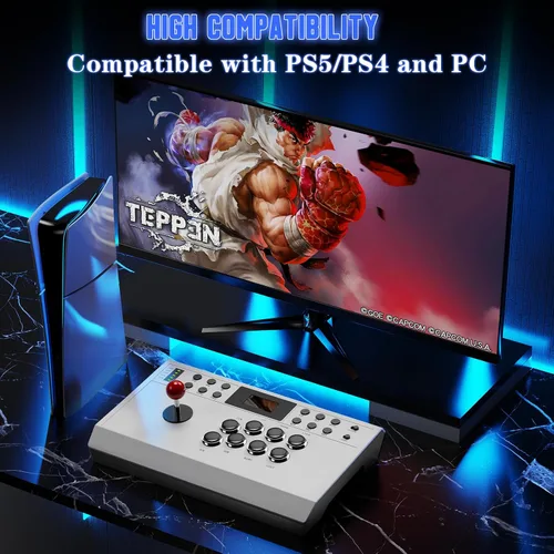 Vista 2 de Nonbliep Wired Arcade Stick Compatible with PS5/PS4/PC/, for PS5 Fight Stick with Programming Function, Turbo Function, 9.8FT Braided Cable Fight