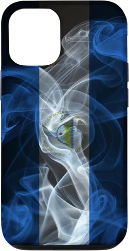 Vista 25 de iPhone 13 Pro Max Smoky Nicaragua Flag - Funda de orgullo nicaragüense estilo humo