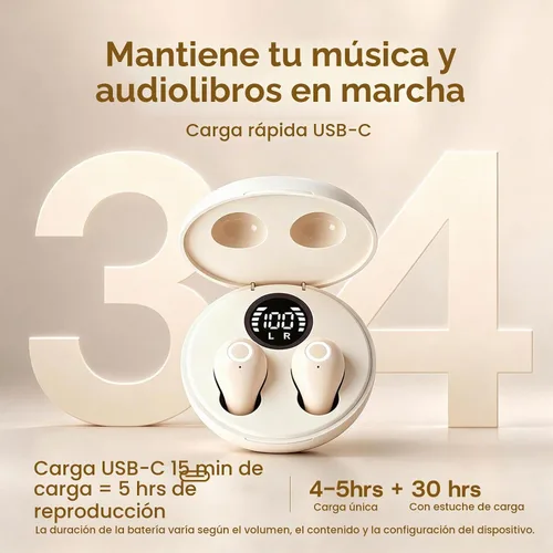 Vista 9 de Xmenha Mini auriculares invisibles inalámbricos Bluetooth de perfil bajo, micro pequeños y discretos para dormir, pequeños canales auditivos Carbón