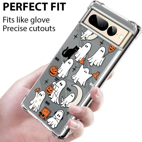 Vista 5 de Funda transparente de fantasma de Halloween (fantasma de Halloween, Google Pixel 7 Pro)