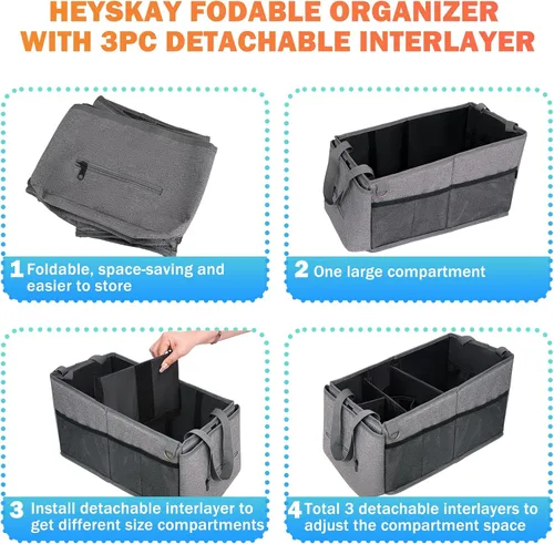 Vista 4 de HEYSKAY Organizador de asiento de automóvil, organizador de asiento de pasajero, organizador plegable de asiento de automóvil pequeño para consola