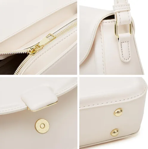 Vista 7 de Bolsos cruzados para mujer, bolso de mano vintage, bolso de hombro clásico para axilas, piel sintética suave