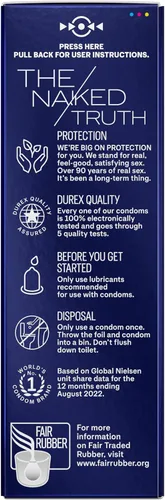 Vista 15 de Preservativos ultrafinos, acanalados, punteados con lubricante retardante, Durex Performax Intense - Preservativos de látex de goma natural, 12