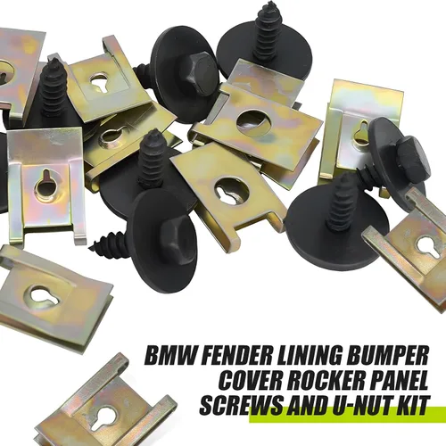 Vista 5 de Pack-40 Tornillos para cubierta de parachoques, clips multiusos de tuercas en U, kit de sujetadores de carrocería de automóvil, retenedores