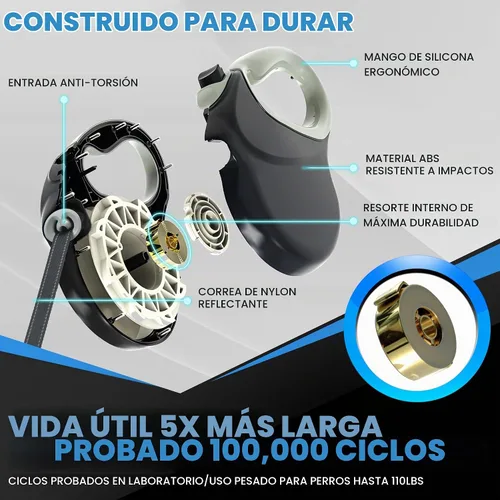 Vista 2 de Correa retráctil mejorada para perros grandes de hasta 110.2 lbs, cinta