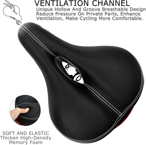 Vista 3 de DAWAY Asiento de bicicleta cómodo para hombres y mujeres - Asiento de bicicleta acolchado con espuma viscoelástica suave, repuesto de sillín