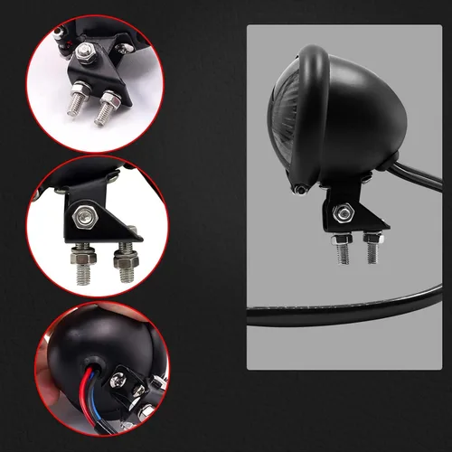 Vista 5 de Luz trasera de motocicleta, luz de freno de freno universal, color rojo de 12 V, luz lateral de rueda trasera de motocicleta, luz para guardabarros