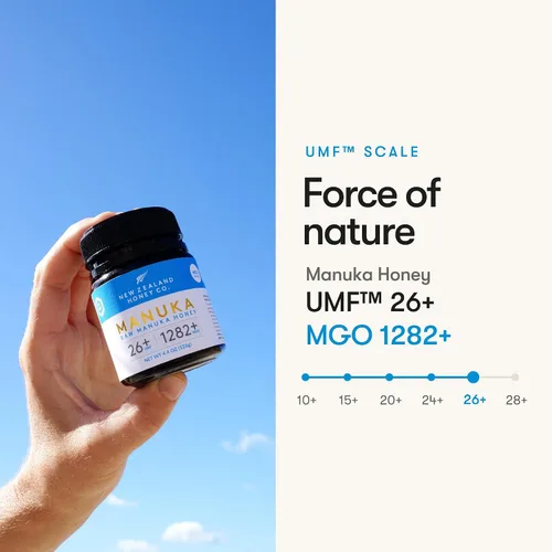 Vista 8 de New Zealand Honey Co. Miel de manuka cruda UMF 26+ MGO 1282+, certificado UMF /4.4oz