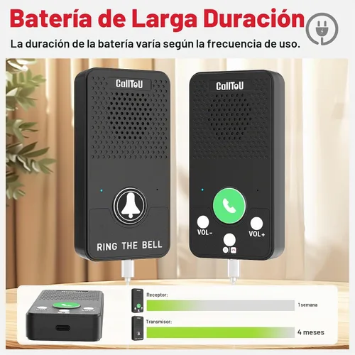 Vista 5 de CallToU Intercomunicadores dúplex completos inalámbricos para el hogar para personas mayores y cuidadores - 500 pies de largo alcance, sin tarifa