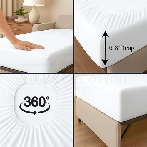 Vista 9 de Sleeper Sofa Juego de sábanas de 4 piezas de alta calidad, 100% algodón de 500 hilos, tejido de satén liso y súper suave, sábanas extrasuaves, sin