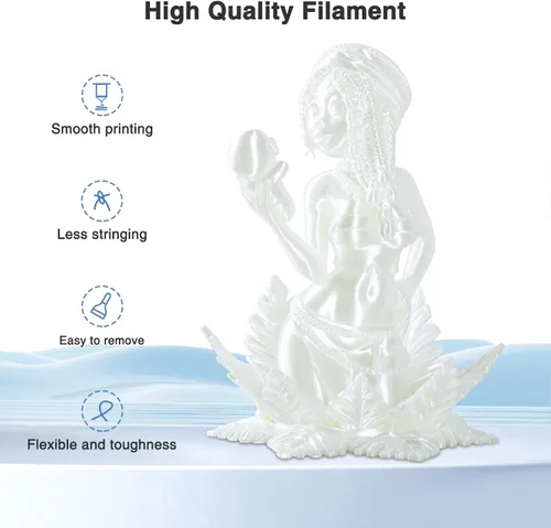 Vista 4 de Filamento PLA blanco seda de 0.07 in, 1kg / 2.2 lbs