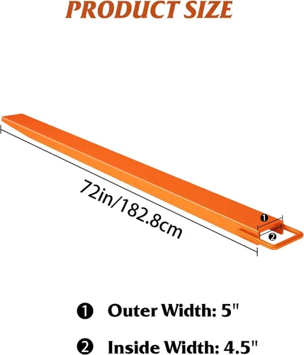 Vista 2 de Extensiones de horquilla de palé para carretillas elevadoras, extensiones de carretilla elevadora de acero resistente, 1 par para carretilla