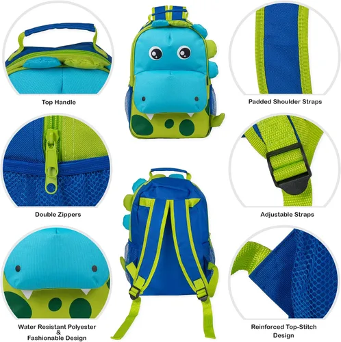 Vista 3 de Mochila preescolar preescolar resistente al agua con forma de animal dimensional forro polar verde con licencia oficial de star wars silent one crew