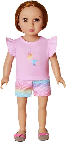 Vista 6 de QPANCY Pijamas a juego para niñas y muñecas, conjuntos de pijama de unicornio para verano, ropa de dormir de algodón