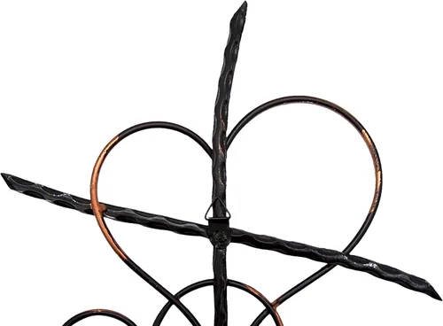 Vista 4 de Wowser Cruz de pared de metal plateado con dos corazones entretejidos en tono bronce, 19 1/2 pulgadas