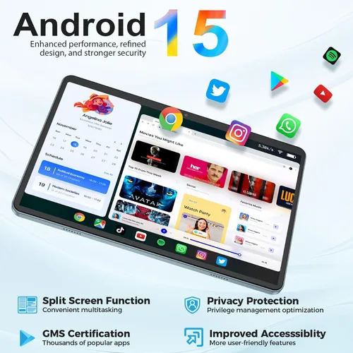 Vista 3 de HISORL Tablet Android con teclado, tableta Android 15 de 10 pulgadas con 24 GB+128 GB, expansión de 1 TB, 8 núcleos, 8000 mAh, WiFi 5G, Widevine L1