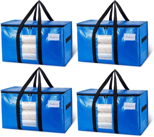Vista 36 de TAILI - Bolsas de mudanza extra grandes, paquete de 10 bolsas negras resistentes para almacenamiento con ventana visible, asas envolventes